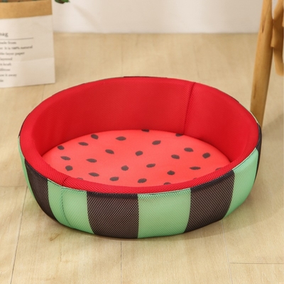 Pet Nest Round Dog Nest Sponge Breathable Cushion Medium And Small Dog Golden Dog Nest Watermelon Dog Bed