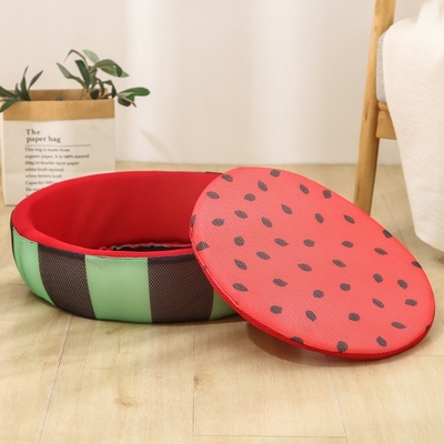 Pet Nest Round Dog Nest Sponge Breathable Cushion Medium And Small Dog Golden Dog Nest Watermelon Dog Bed