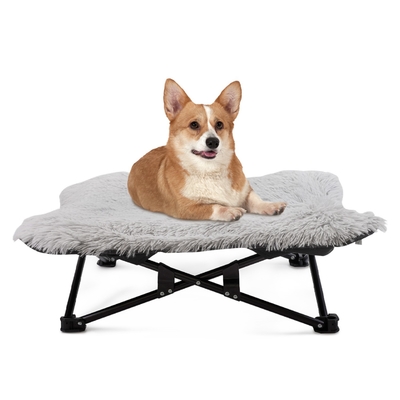 Autumn And  Winter Plush Elevated Dog Bed Foldable Patterned Raised Dog Cot Dog March Bed Patterned Bed
