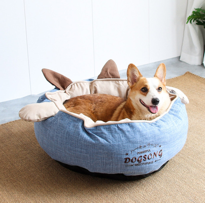 Round Pet Cat Den Bed For Puppy And Kitten With Slip-Resistant Bottom