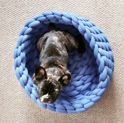 Lucky Monet Cotton Knitted Cat Bed Basket Warm Soft Woven Cat Nest Cozy Cuddler
