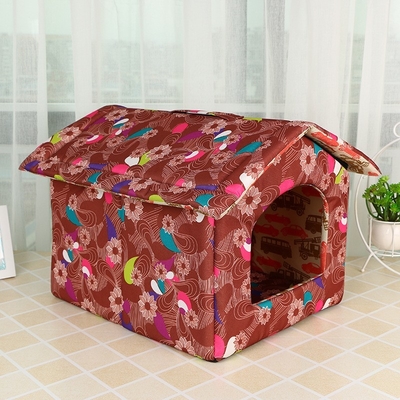 Removable And Washable Floral Dog Bed High Quality Cotton Filled Pet Supplies For Dog House