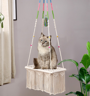 Swinging Cat Hammock Hand Woven Cotton Rope For Indoor Cats