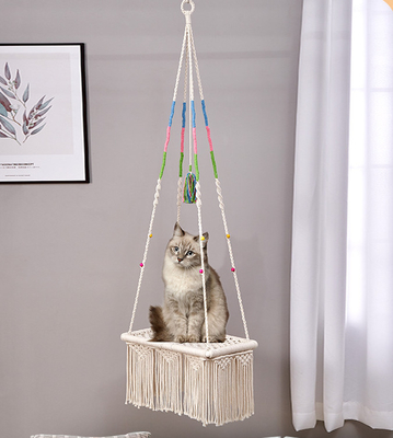 Swinging Cat Hammock Hand Woven Cotton Rope For Indoor Cats
