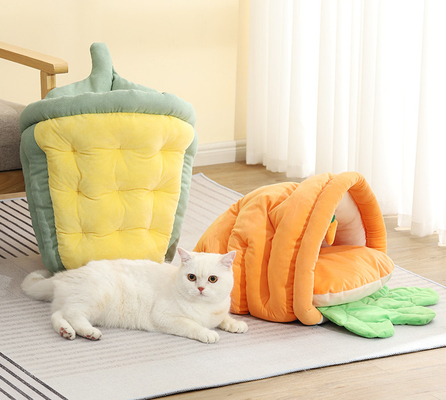 Calming Cozy Soft Cat Cave, Cute Friendly Dolphin Kitten On The Bed For Indoor Cats
