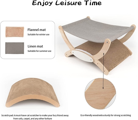 Cat'S Nest Wooden Cat Bed Swing Cat Rocker Chair All Seasons Removable And Washable Cat'S Bed Cat'S Scratch Board