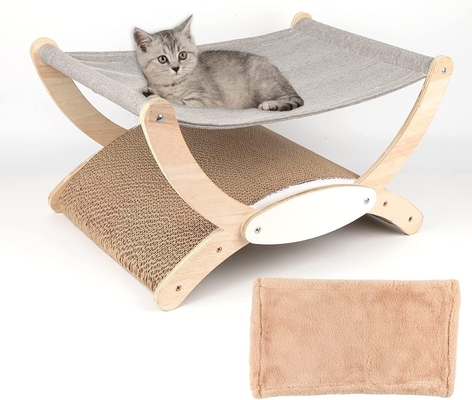 Cat'S Nest Wooden Cat Bed Swing Cat Rocker Chair All Seasons Removable And Washable Cat'S Bed Cat'S Scratch Board