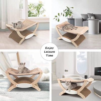 Cat'S Nest Wooden Cat Bed Swing Cat Rocker Chair All Seasons Removable And Washable Cat'S Bed Cat'S Scratch Board