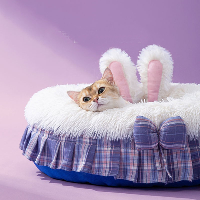 Plush Warm Cat Nest Purple Mattress For Dogs Checkered Cat Bed Dog House Cat Bed Cushion Dog Bed Pet Supplies