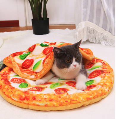 Pizza Cat Bed Set Warm Dog Pad Winter Cat Blanket