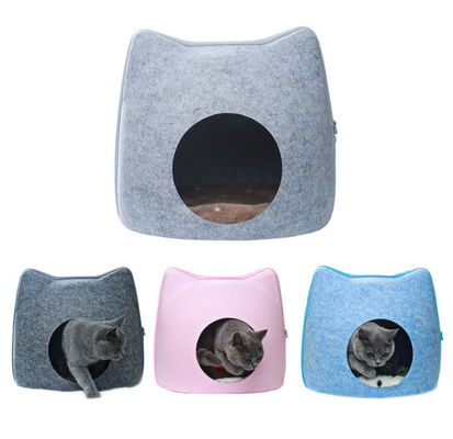 Natural Wool Cat Cave Bed Eco-Friendly 40 Cm Cat Cave For Cats & Kittens