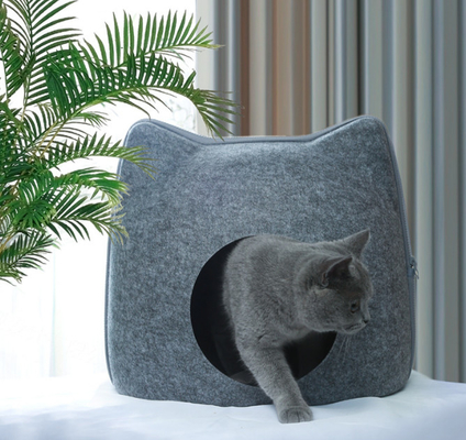 Natural Wool Cat Cave Bed Eco-Friendly 40 Cm Cat Cave For Cats & Kittens