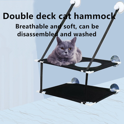 Cat Hammock Suction Cup Window Sill Double Cat Window Perch Breathable Mesh Double Layer Hanging Pet Hammock