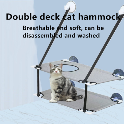 Cat Hammock Suction Cup Window Sill Double Cat Window Perch Breathable Mesh Double Layer Hanging Pet Hammock