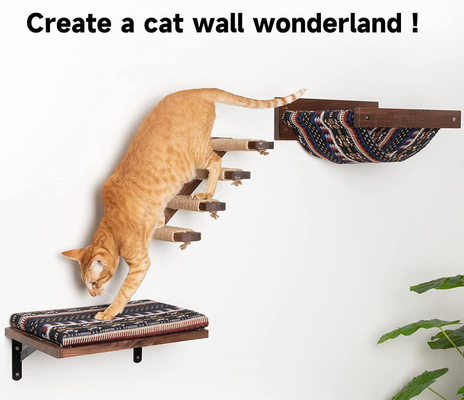 Wooden Hammock Cat Bridge Wall Shelves