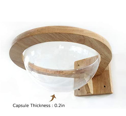 Mounted Wooden Cat Space Clear Capsule Sphere Cat Bed