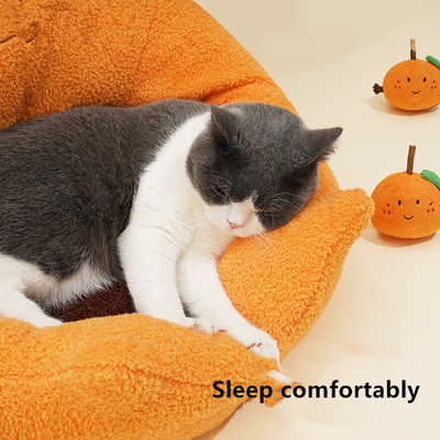 Orange Cat Bed Four Season Pet Bed Cat House Cat House Teddy Dog House Warm Keeping Pet Supplies In Winter