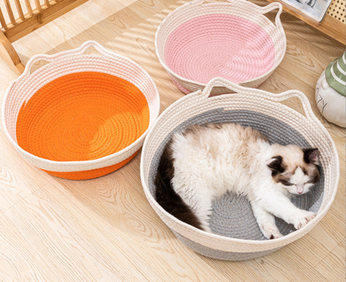 Macrame Cat Basket Bed Swinging Cat Hammock With Double Handle