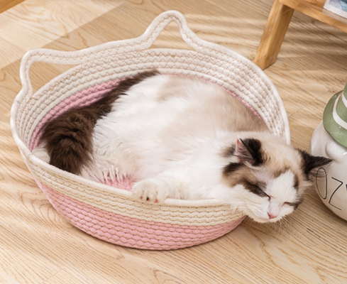 Macrame Cat Basket Bed Swinging Cat Hammock With Double Handle
