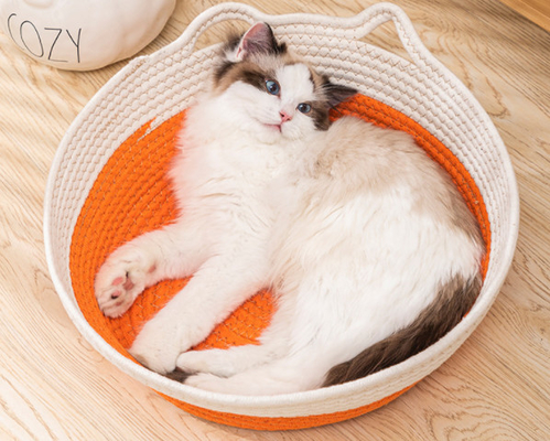Macrame Cat Basket Bed Swinging Cat Hammock With Double Handle