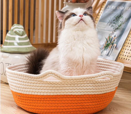 Macrame Cat Basket Bed Swinging Cat Hammock With Double Handle