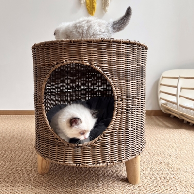 Woven Pet Dog House Extra Large Cat Cave House Tripod Breathable