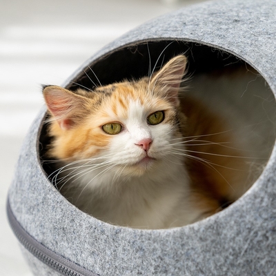Universal Space Felt Cat Bed Cave Semi Enclosed Removable Washable Eggshell Nest