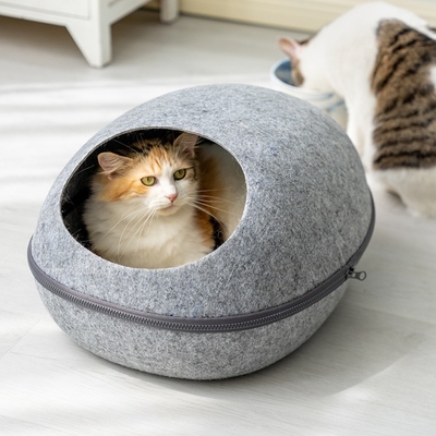 Universal Space Felt Cat Bed Cave Semi Enclosed Removable Washable Eggshell Nest