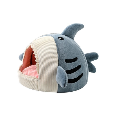 Fall Winter Fish Cat Bed Pet Universal Warm Villa Semi Enclosed Shark Shaped Dog Nest