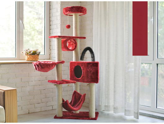 7cm / 8cm Wood Cat Tree Tower Fleece Cloth For Large Cats