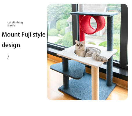 Wood Plush Fabrics DIY Cat Tree House Tower For Large Cats