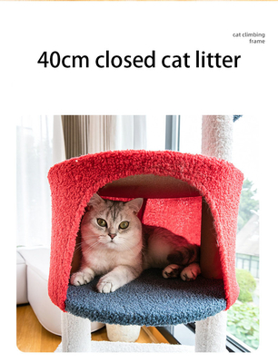 Wood Plush Fabrics DIY Cat Tree House Tower For Large Cats