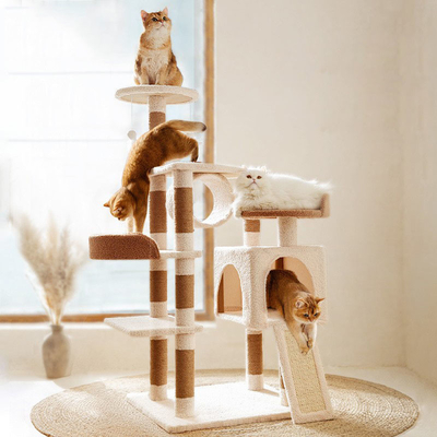 Teddy Fleece Tall Cat Climbing Tree ModernWood Large Cat Climbing Frame
