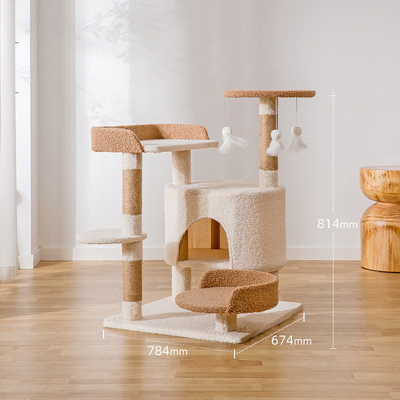 Teddy Fleece Tall Cat Climbing Tree ModernWood Large Cat Climbing Frame