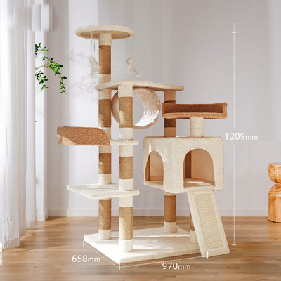Teddy Fleece Tall Cat Climbing Tree ModernWood Large Cat Climbing Frame