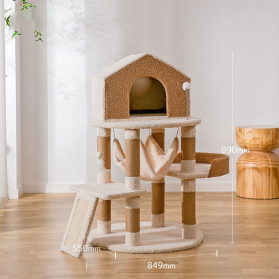 Teddy Fleece Tall Cat Climbing Tree ModernWood Large Cat Climbing Frame