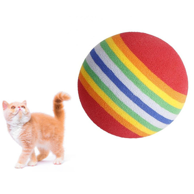 Interactive Elastic Material Rainbow Ball Pets Toy Silently Teasing Cats