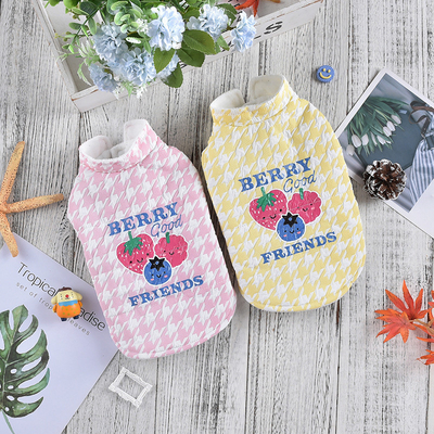 Thick Warm Wearing Dog Clothes Cute Clothing Dog Temperament Cherry Vest Pet Apparel