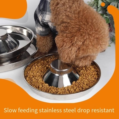 Thickened Stainless Steel Slow Food Bowl Household Anti Choking Anti-Upset Dog Bowl Feeder