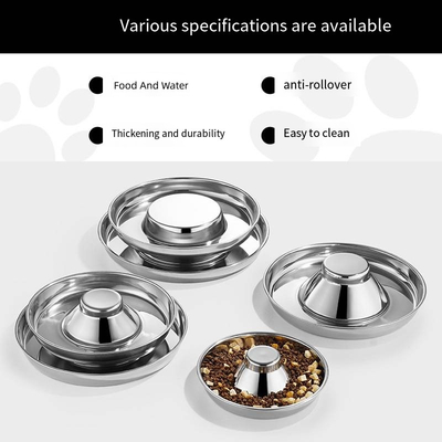 Thickened Stainless Steel Slow Food Bowl Household Anti Choking Anti-Upset Dog Bowl Feeder