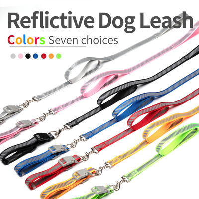 Snap On Adjustable Dog Collar Nylon Braided Dog Rope Reflective Pet Leash