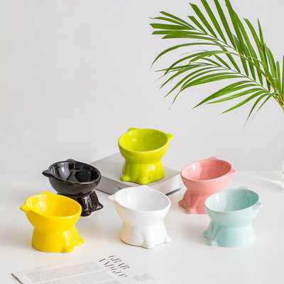 Pet Neck Guard Ceramic Elevated Cat Bowl Foot Diagonal Dog Bowl To Prevent Spilling Water And Food Bowl
