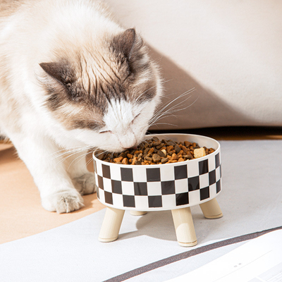 Pet Stainless Steel Elevated Single Bowl Anti-Upset Non-Slip Bowl Large Capacity Anti-Cervical Spine Dog Food Bowl