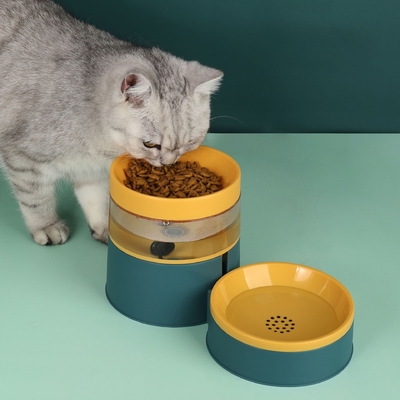 Color Contrast Automatic Feeder Machine Increase Neck Guard Water And Food Dual Purpose Dog Food Bowl