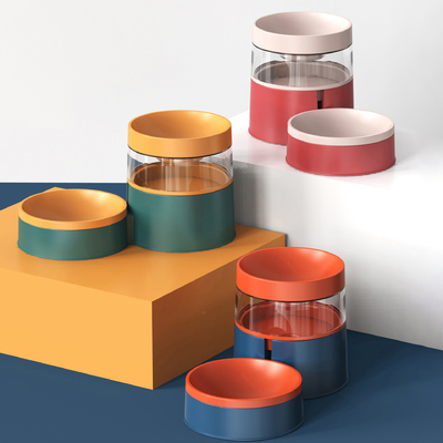 Color Contrast Automatic Feeder Machine Increase Neck Guard Water And Food Dual Purpose Dog Food Bowl
