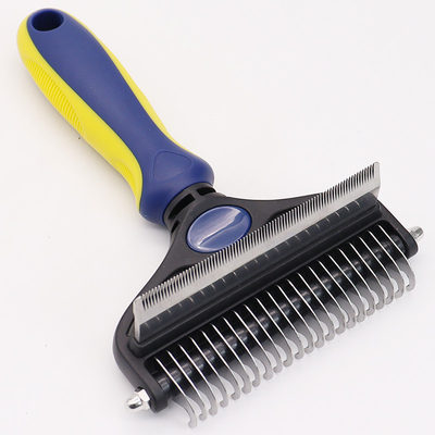 Pet 2-In-1 Detangling Grooming Comb Cat Hair Cleaner Removal Dense Toothed Dog Rake Brush