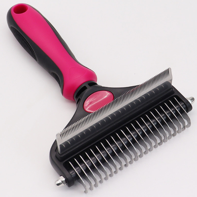 Pet 2-In-1 Detangling Grooming Comb Cat Hair Cleaner Removal Dense Toothed Dog Rake Brush