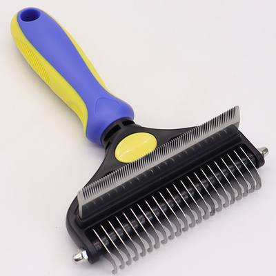 Pet 2-In-1 Detangling Grooming Comb Cat Hair Cleaner Removal Dense Toothed Dog Rake Brush