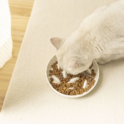 Pet Ceramic Cat Bowl Slow Food Bowl Anti-Choking Anti-Spill Anti-Knock Dog Slow Feeder Bowl