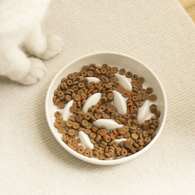 Pet Ceramic Cat Bowl Slow Food Bowl Anti-Choking Anti-Spill Anti-Knock Dog Slow Feeder Bowl